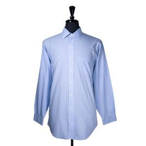 Brooks Brothers Mens Dress Shirt 17 34/35 Blue Plaid Regent Fit Non Iron Cotton
